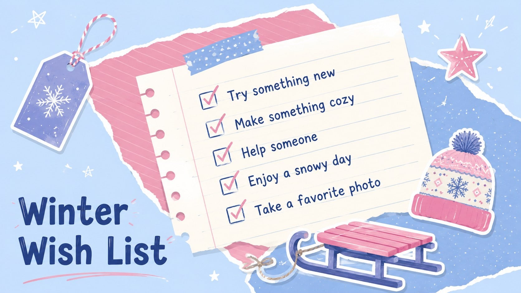 Snowy Holiday Memory Journal Deck presentation template, slide 3