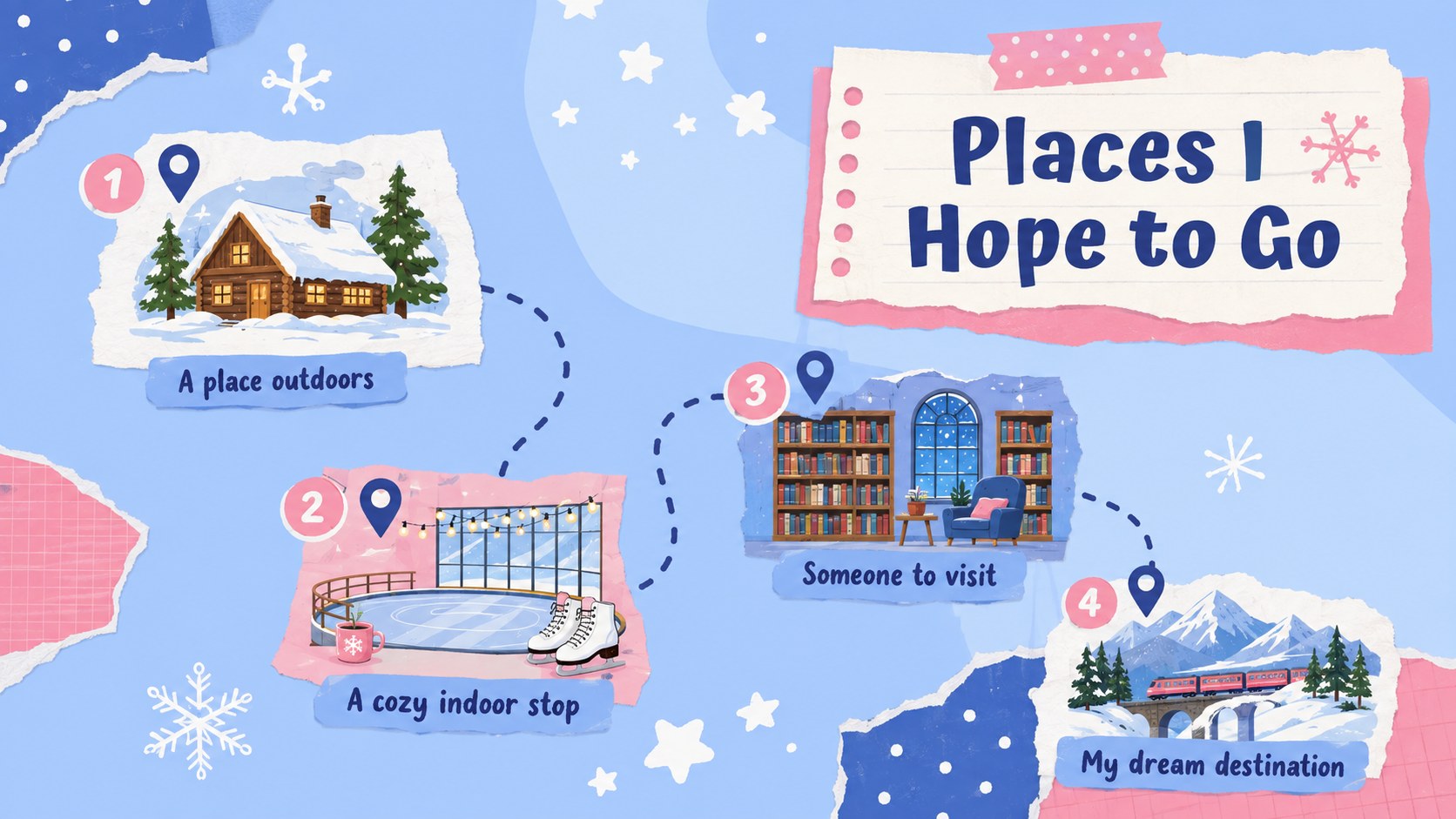 Snowy Holiday Memory Journal Deck presentation template, slide 5