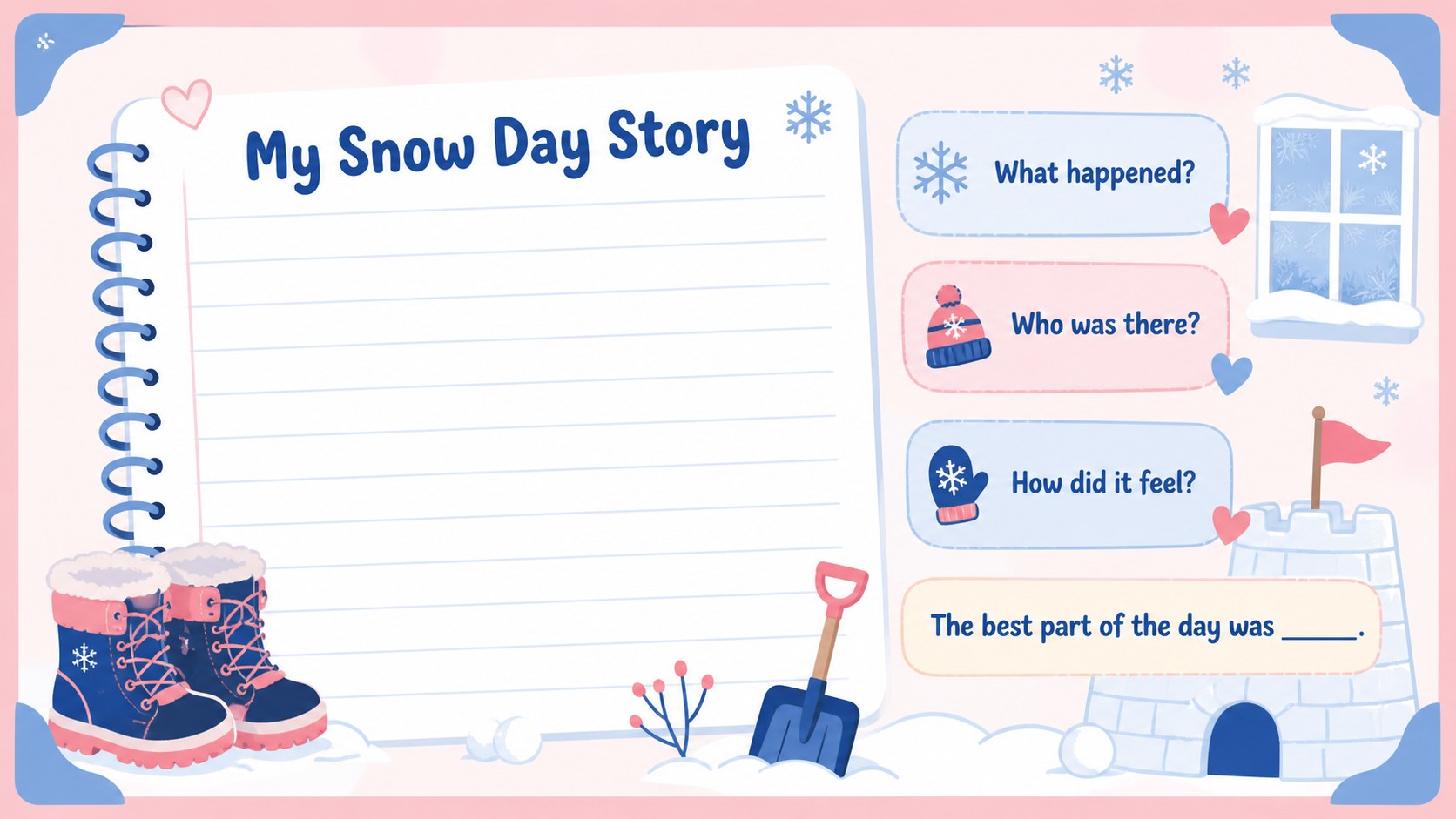 Snowy Holiday Memory Journal Deck presentation template, slide 6