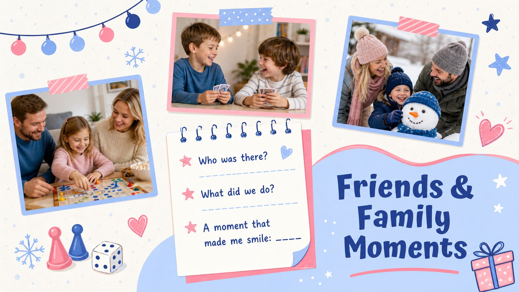 Snowy Holiday Memory Journal Deck presentation template, slide 9