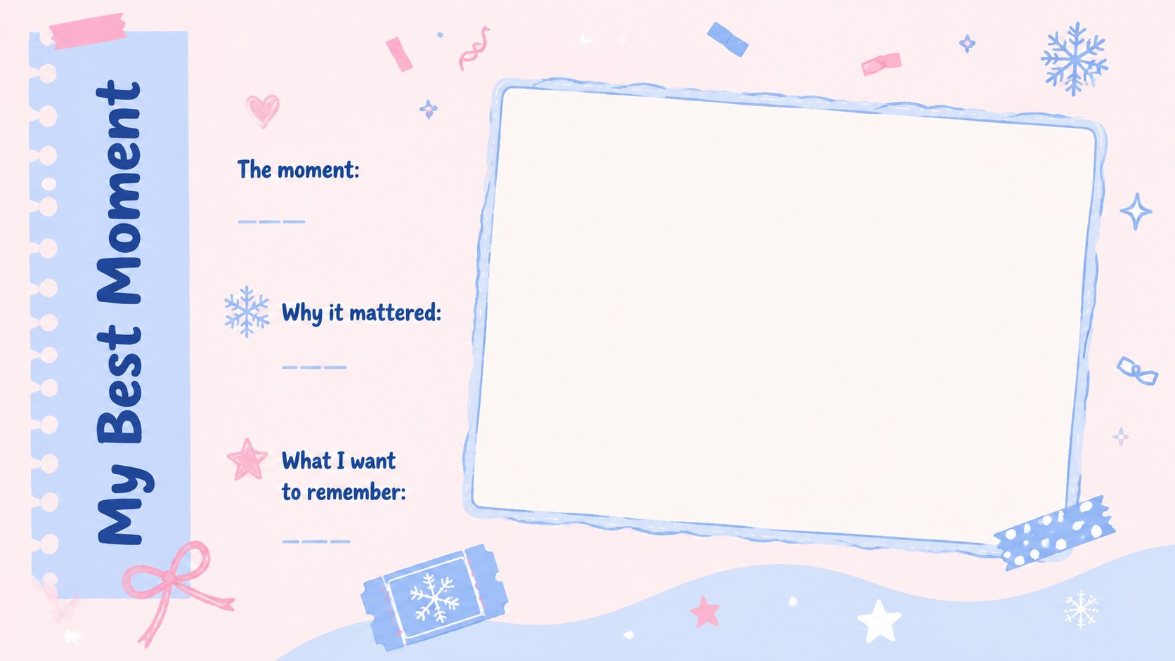 Snowy Holiday Memory Journal Deck presentation template, slide 13