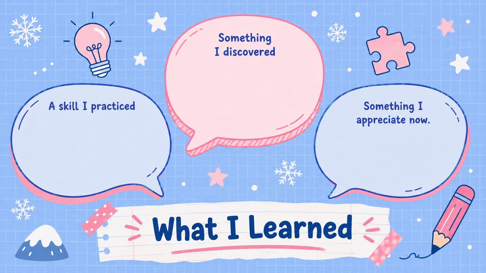 Snowy Holiday Memory Journal Deck presentation template, slide 14