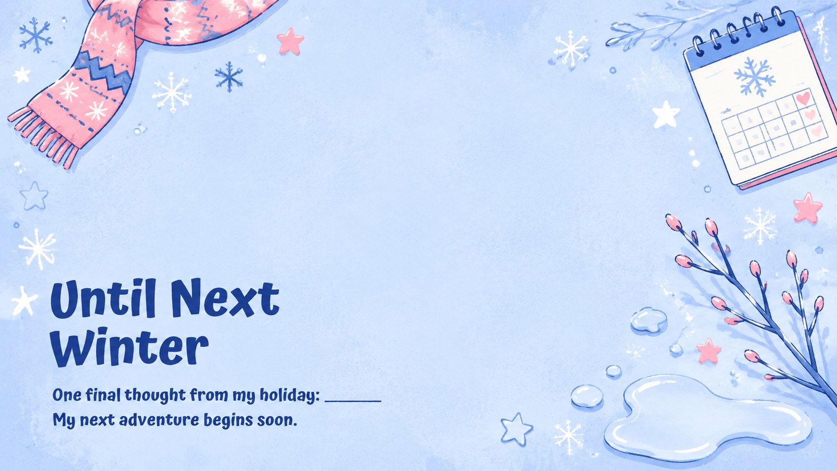 Snowy Holiday Memory Journal Deck presentation template, slide 16