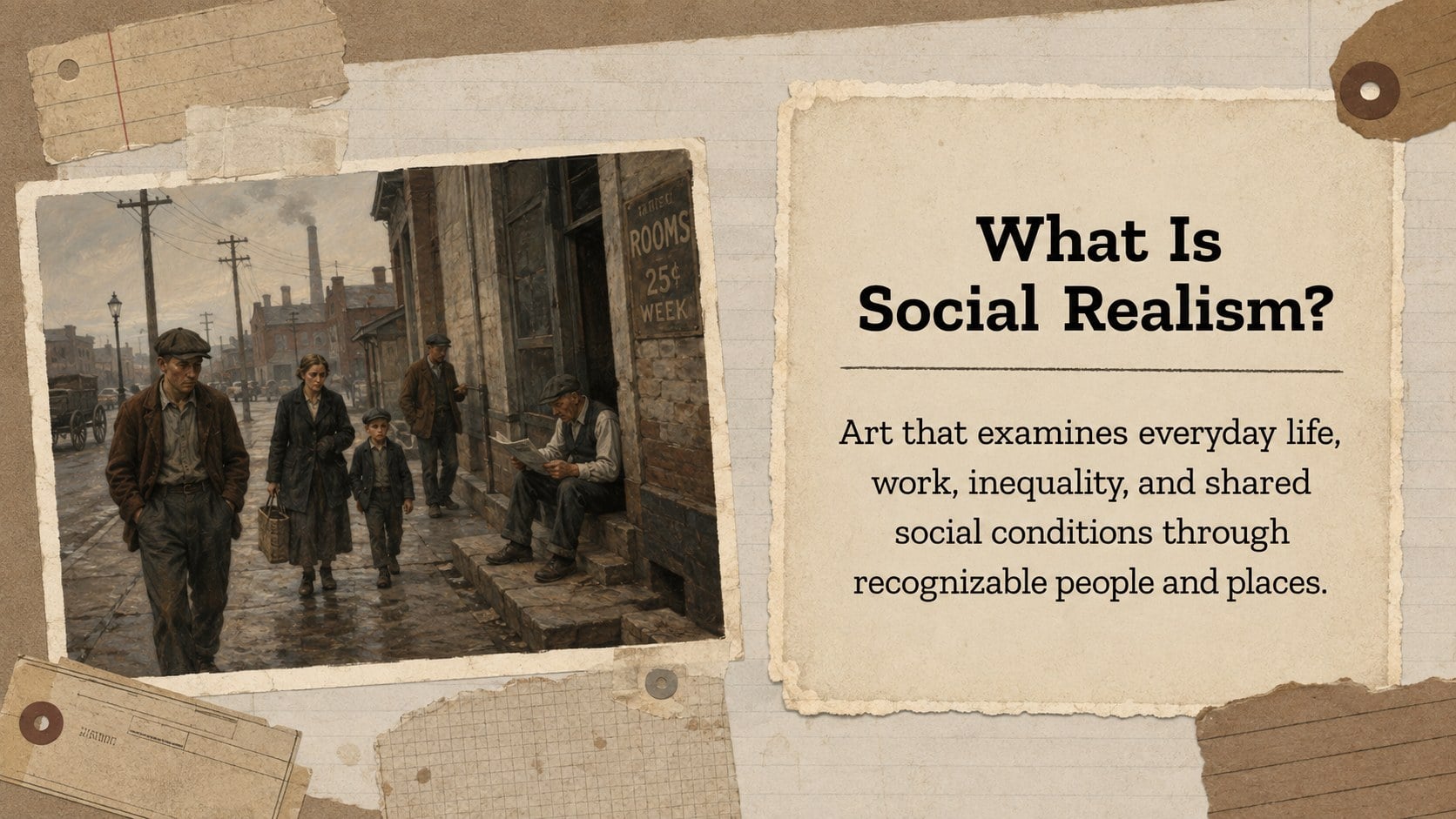 Social Realism Collage Classroom Deck presentation template, slide 3