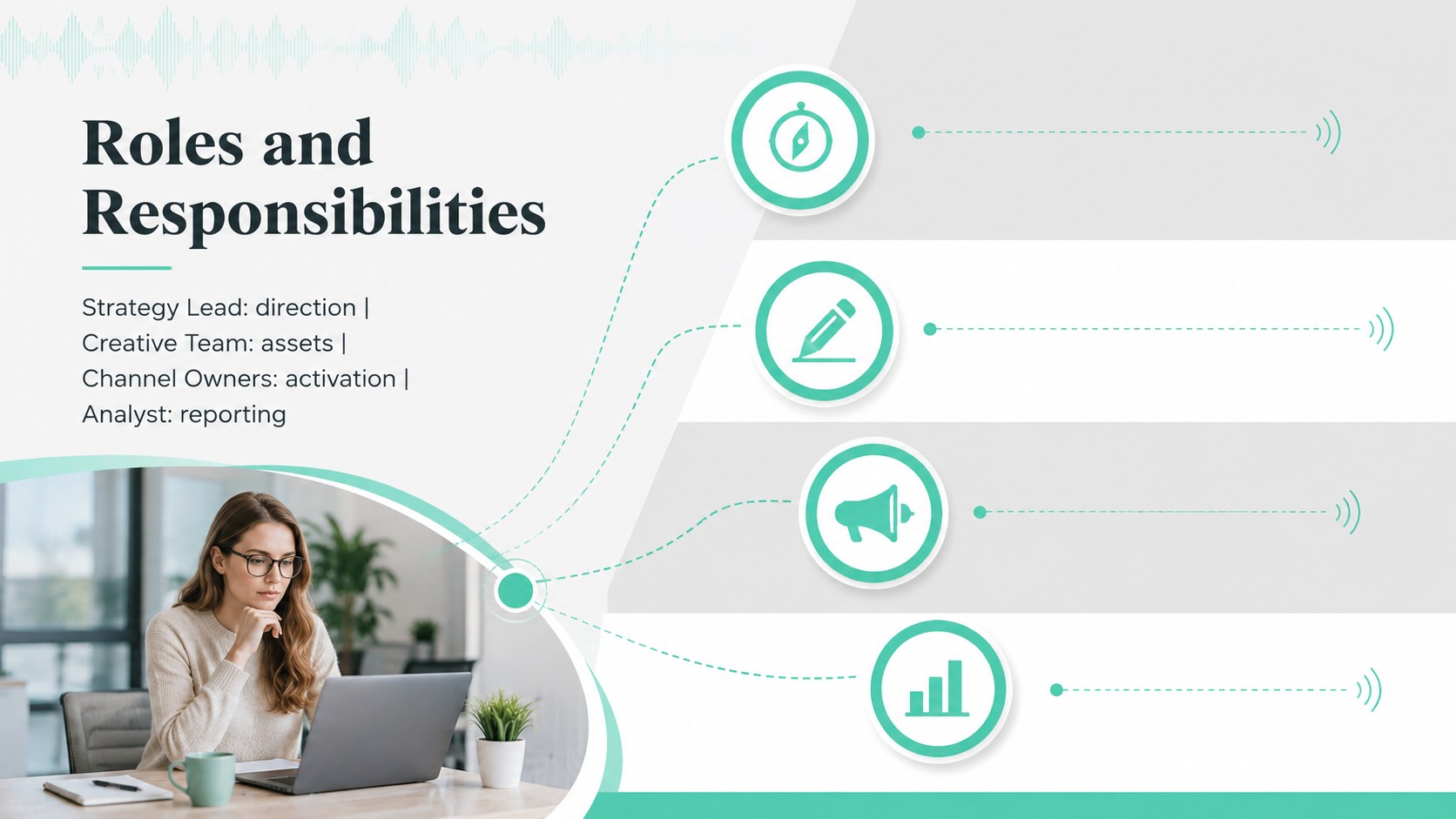 Soundwave Marketing Strategy Deck in Teal and Grey presentation template, slide 12
