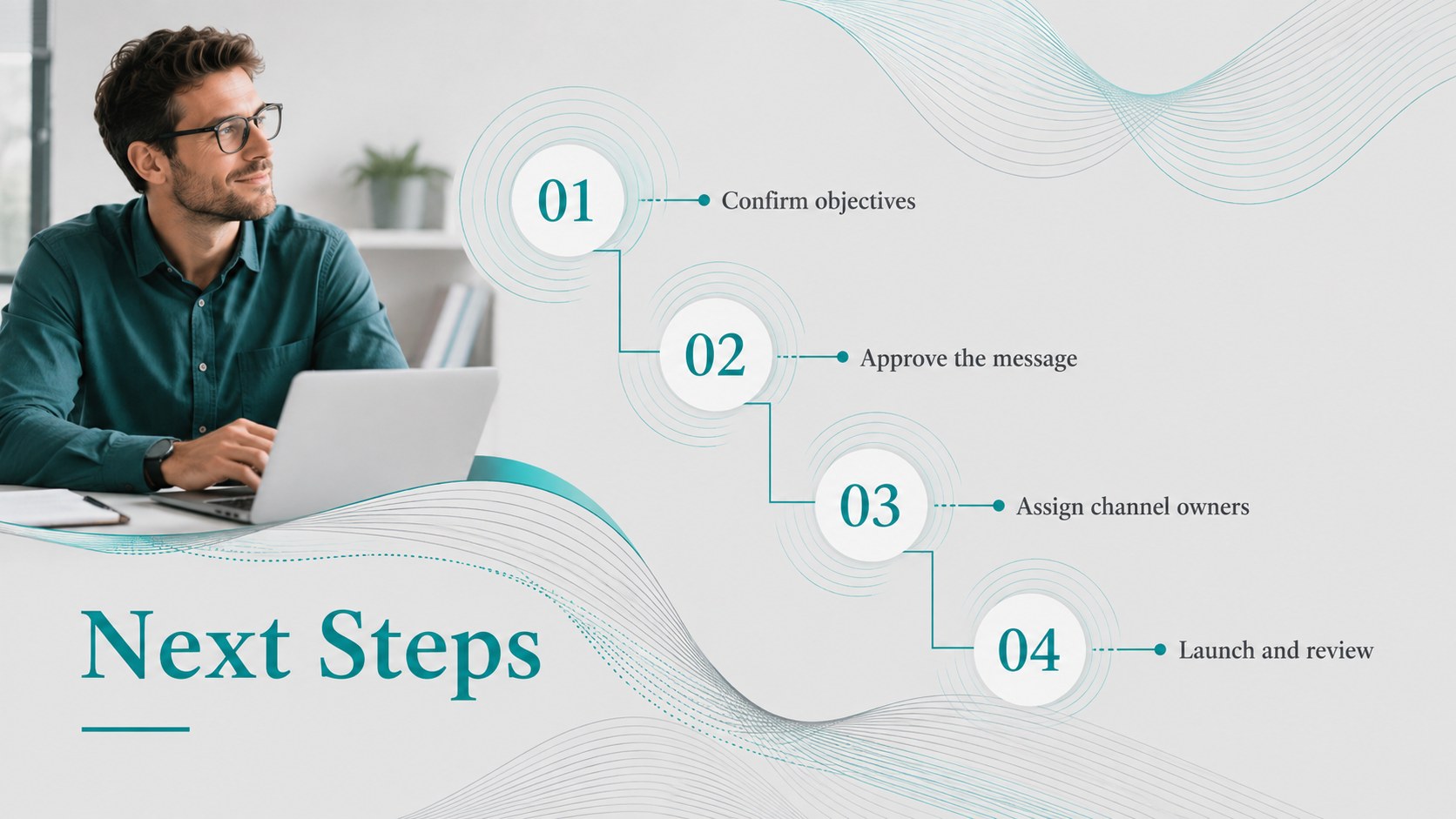 Soundwave Marketing Strategy Deck in Teal and Grey presentation template, slide 14