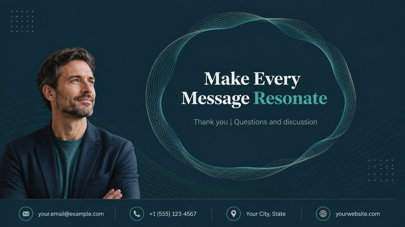 Soundwave Marketing Strategy Deck in Teal and Grey presentation template, slide 15