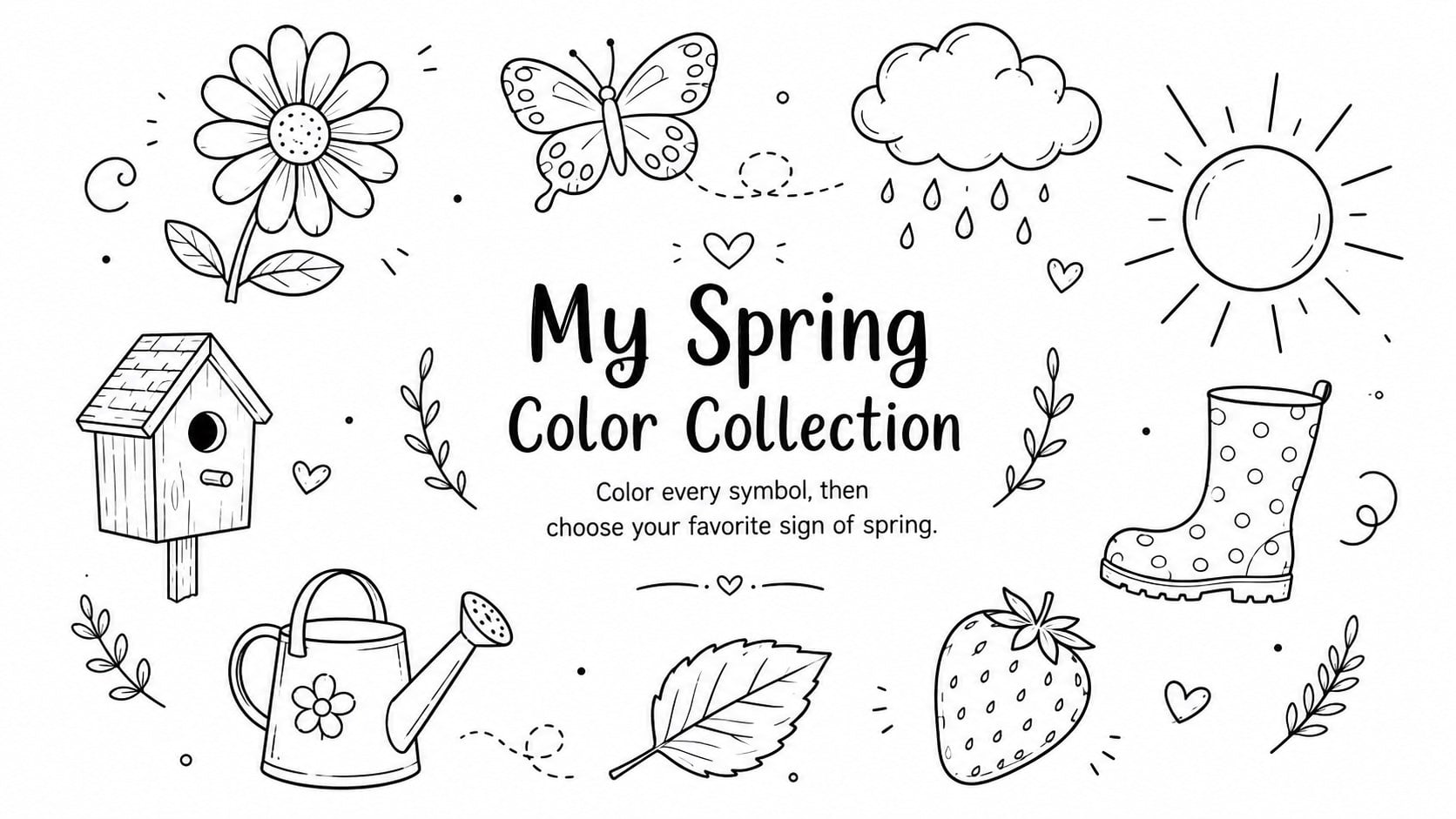 Springtime Coloring Pages Pack presentation template, slide 10