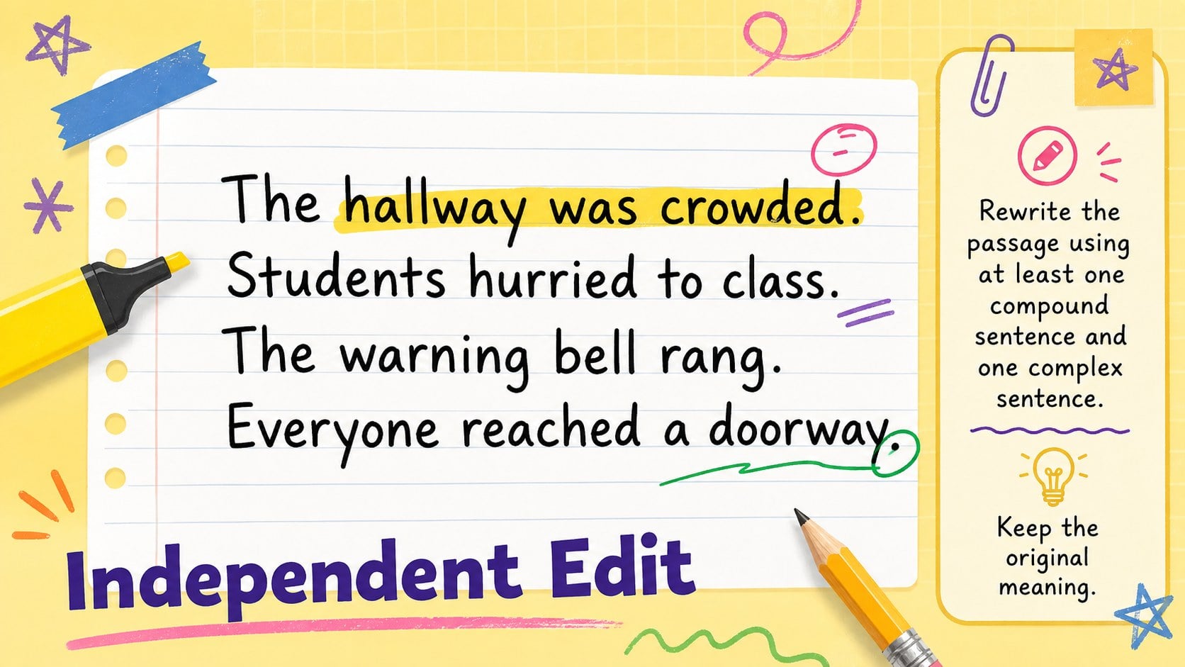 Stronger Sentences Writing Workshop for Grades 6-8 presentation template, slide 14