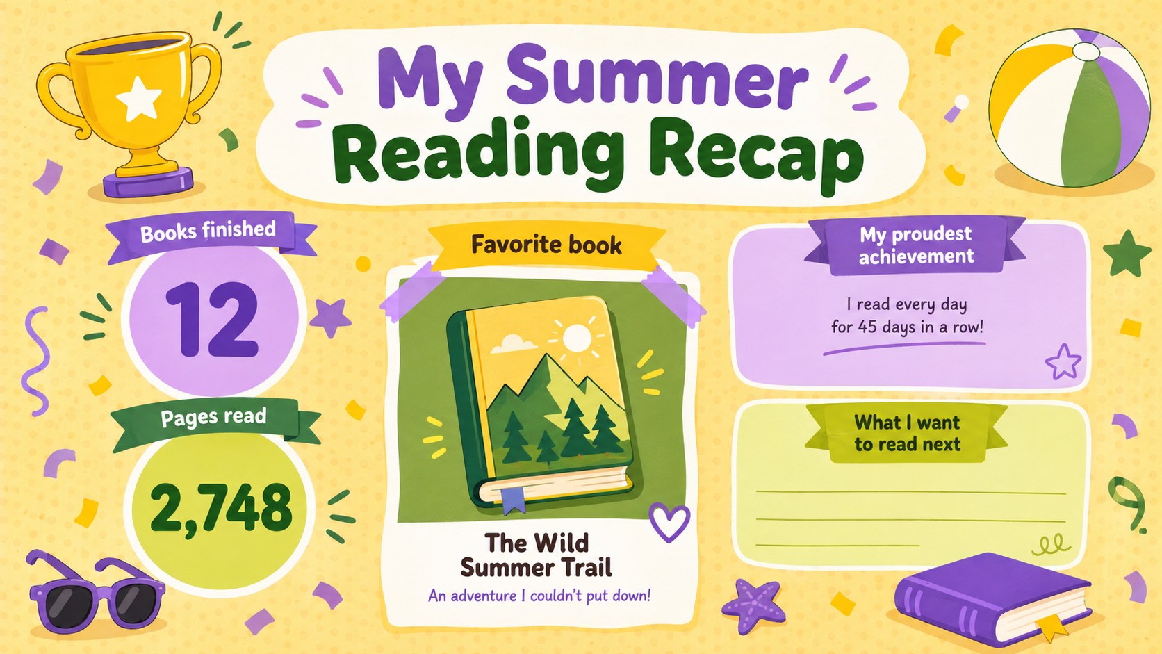 Summer Book Adventure Tracker Deck presentation template, slide 9