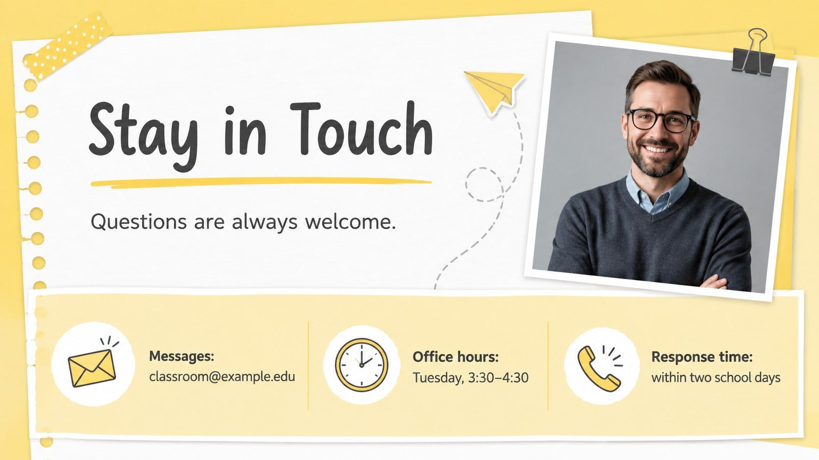 Sunny Classroom Bulletin Slides presentation template, slide 12