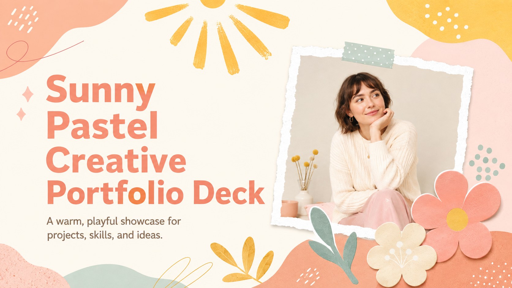 Sunny Pastel Creative Portfolio Deck presentation template, slide 1