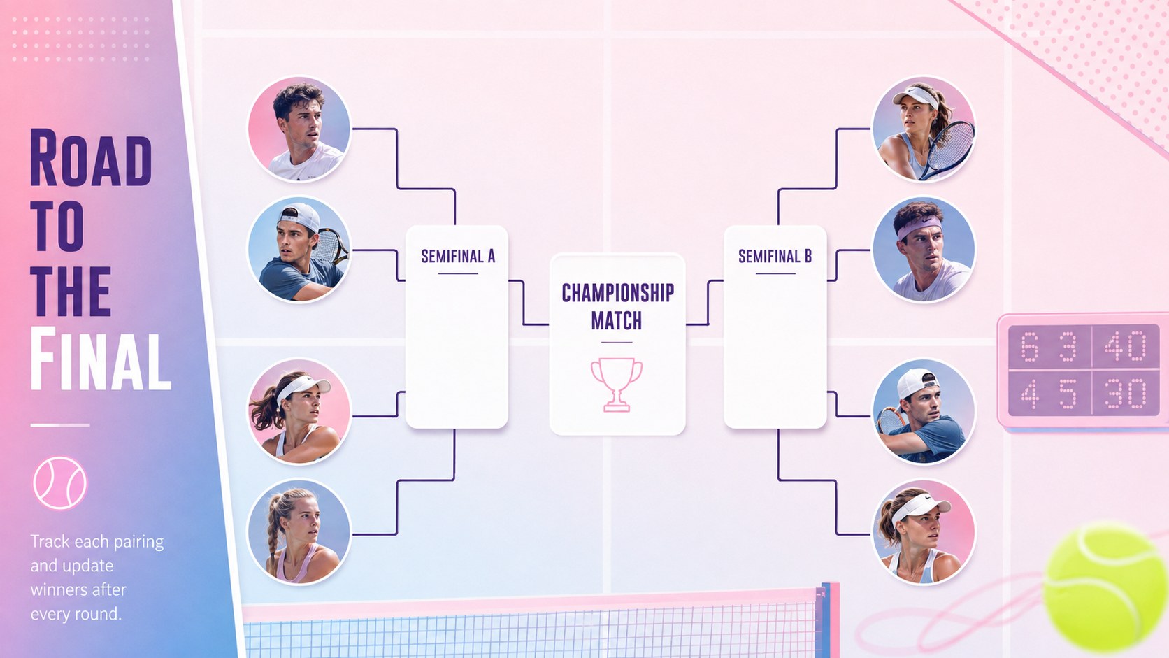 Tennis Tournament Promotion Slides: Pastel Event Kit presentation template, slide 3