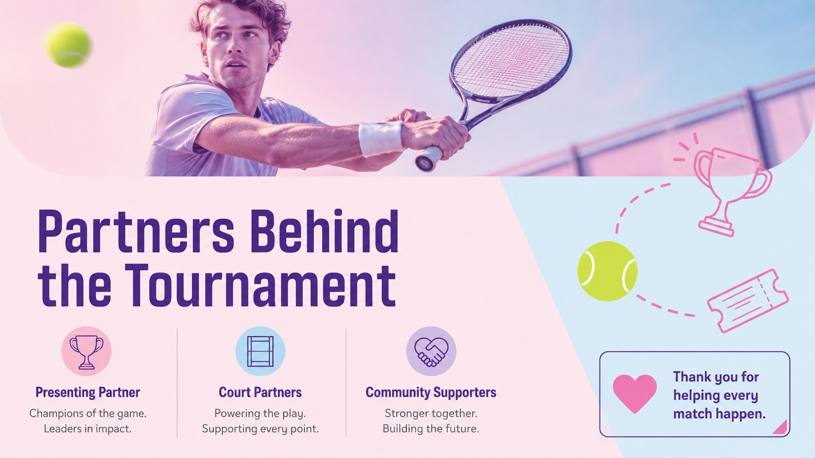 Tennis Tournament Promotion Slides: Pastel Event Kit presentation template, slide 4