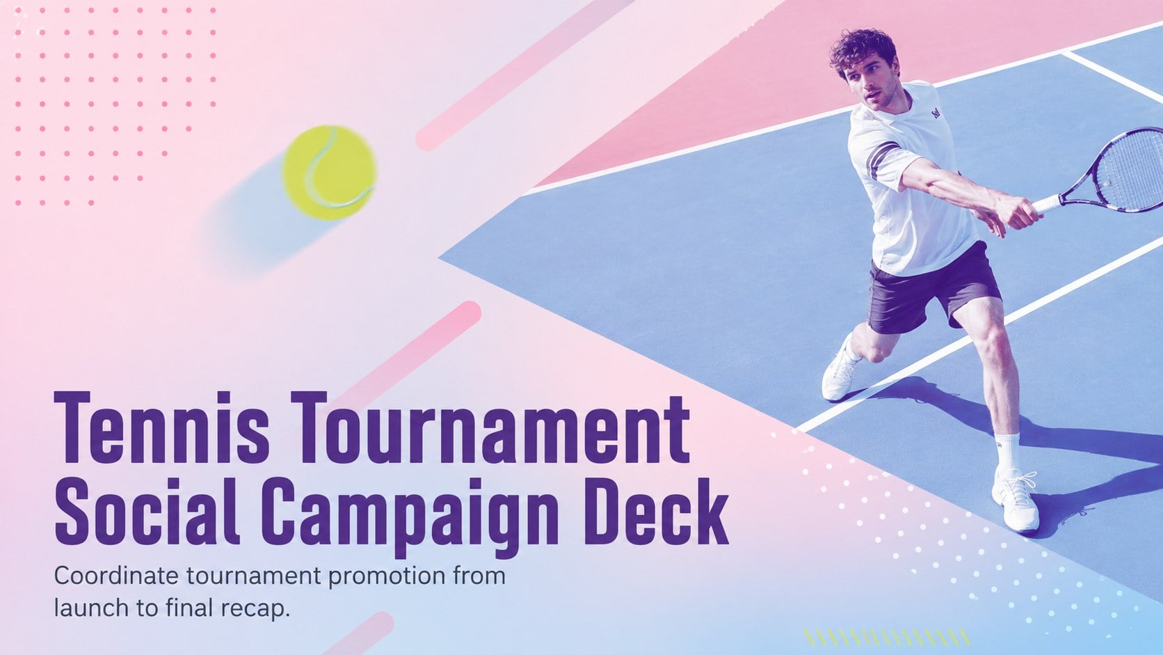 Tennis Tournament Social Campaign Deck presentation template, slide 1