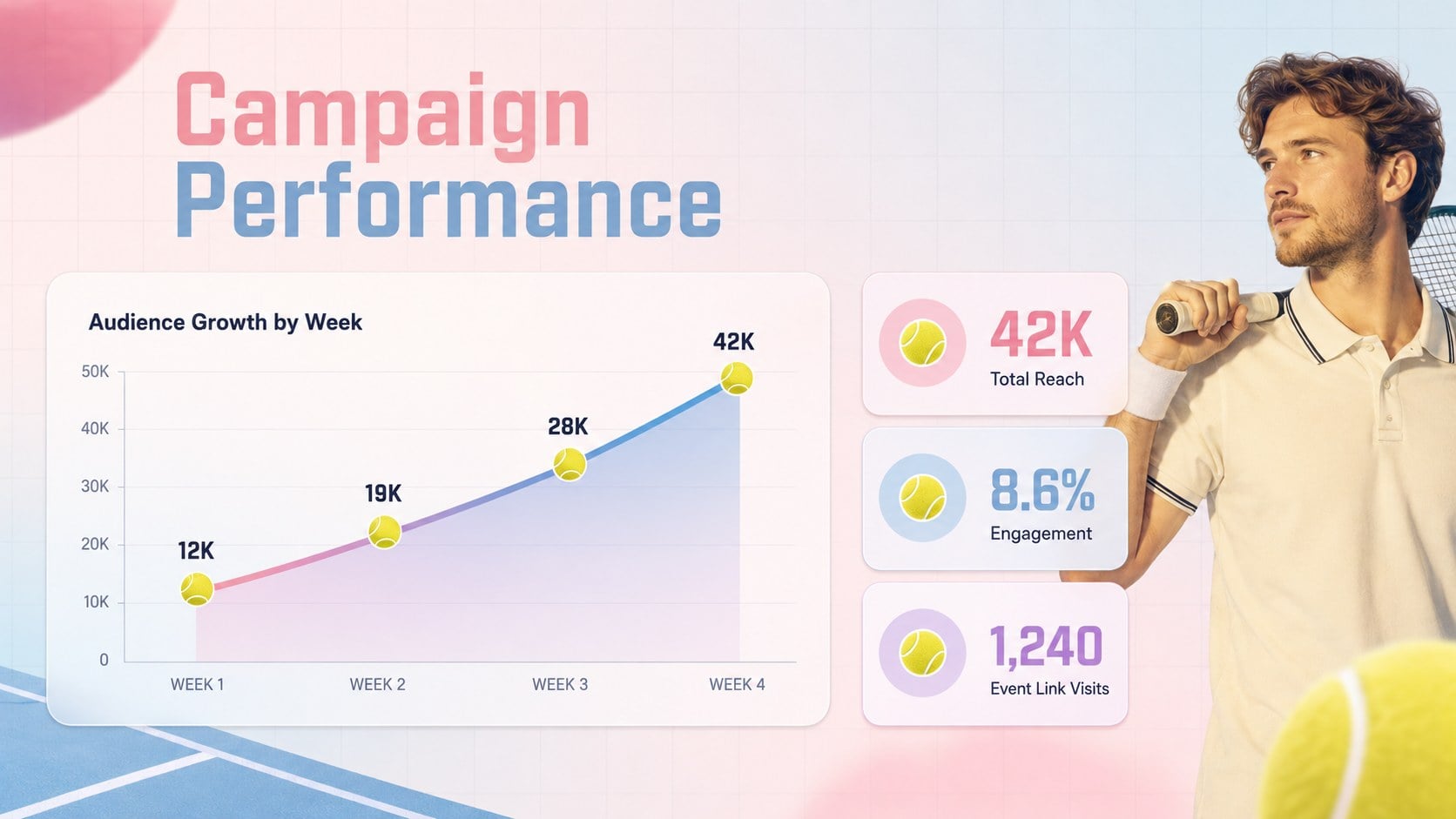 Tennis Tournament Social Campaign Deck presentation template, slide 11