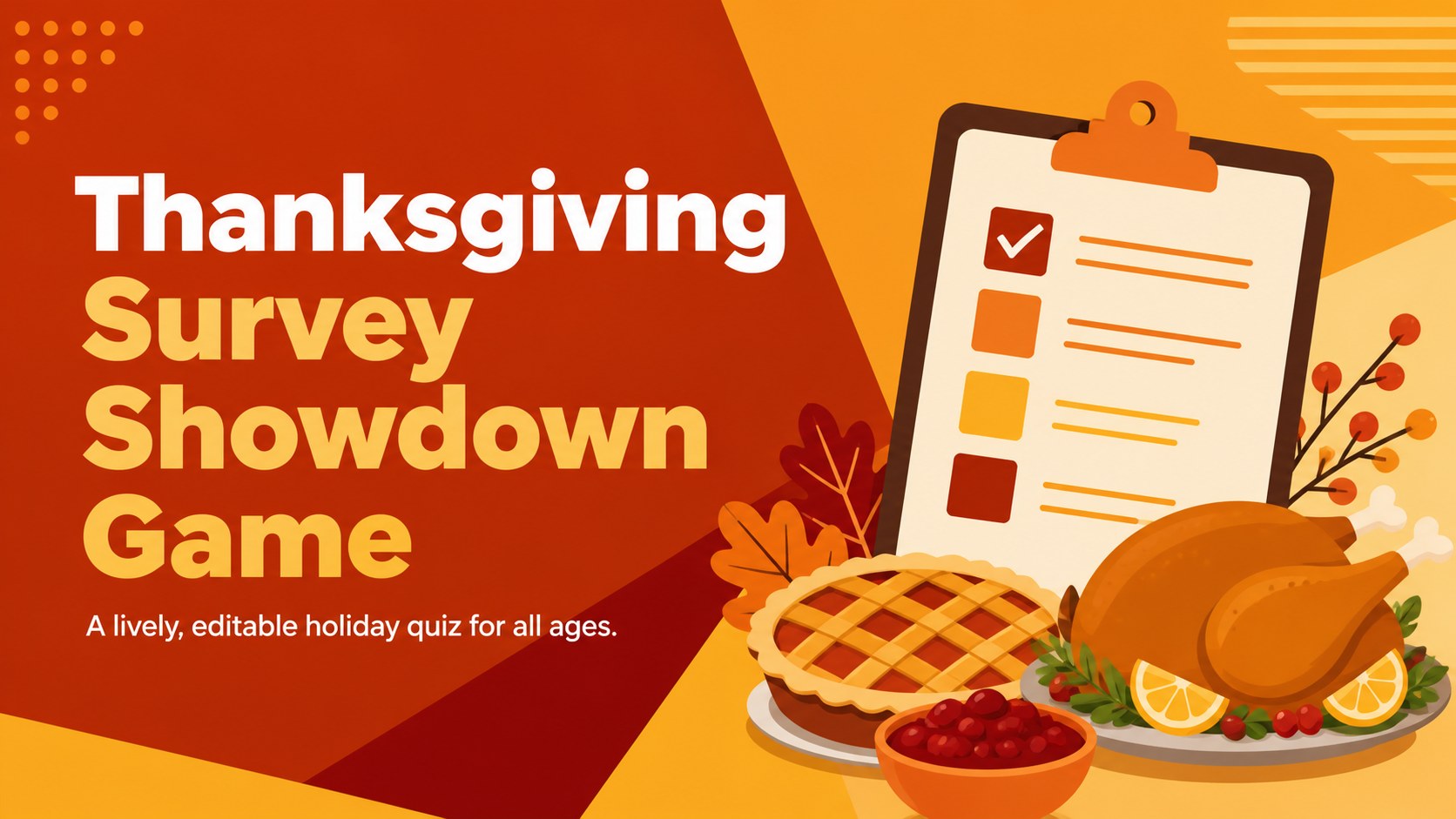Thanksgiving Survey Showdown Game presentation template, slide 1
