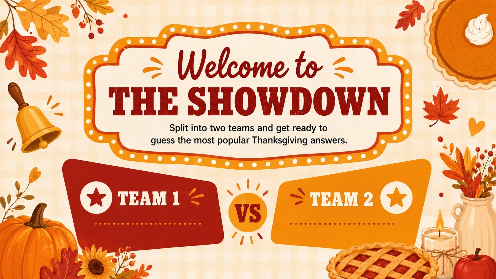 Thanksgiving Survey Showdown Game presentation template, slide 2