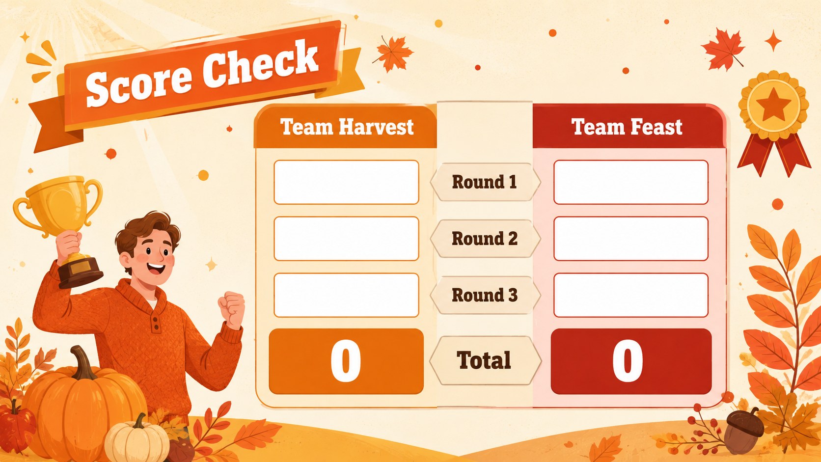 Thanksgiving Survey Showdown Game presentation template, slide 11