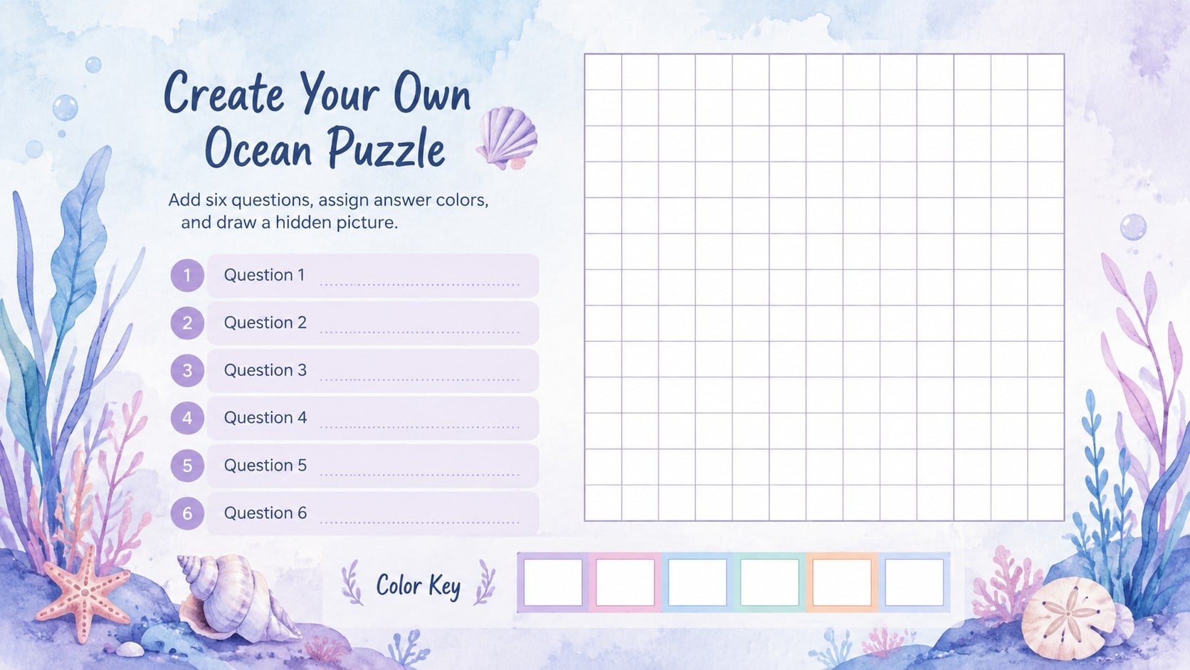 Underwater Color-by-Number Puzzle Deck presentation template, slide 12