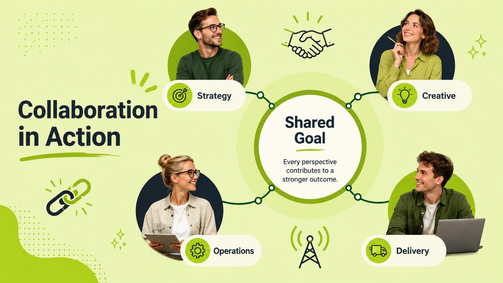 Vibrant Green Team Profile Deck presentation template, slide 12