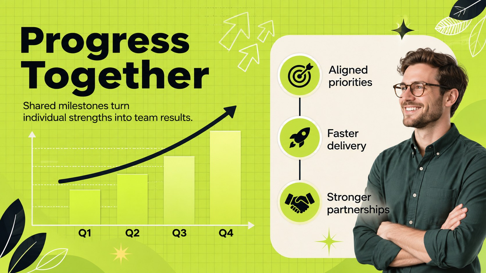Vibrant Green Team Profile Deck presentation template, slide 14