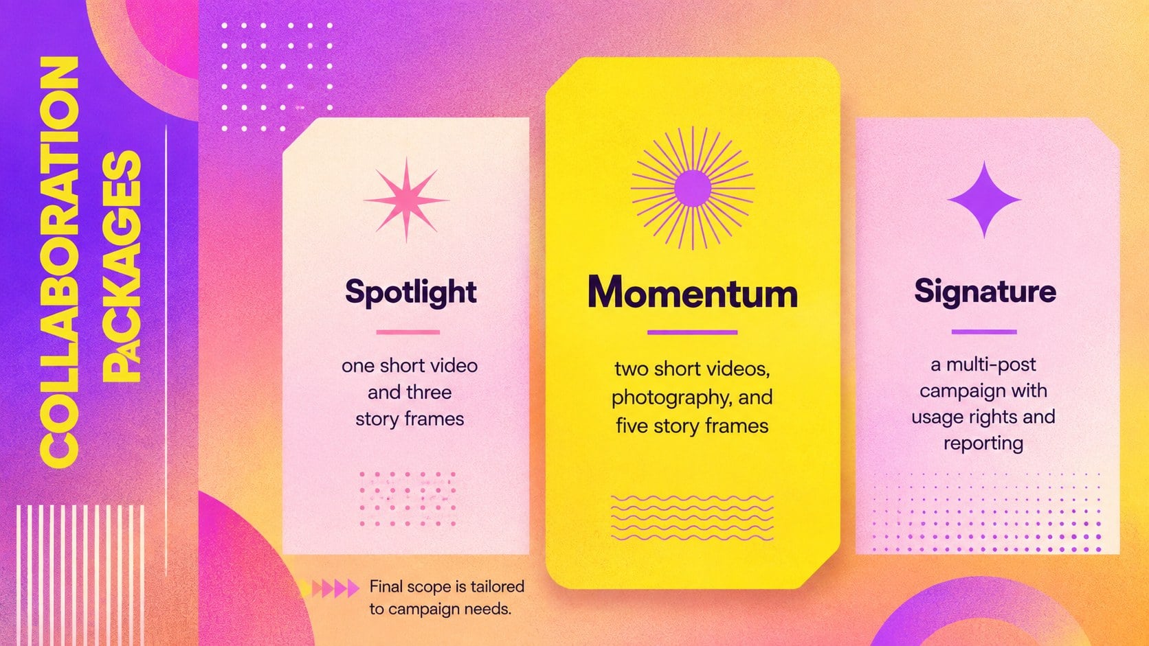 Vibrant Influencer Media Kit Deck presentation template, slide 11