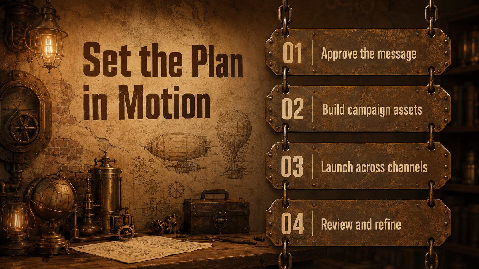 Victorian Industrial Campaign Deck presentation template, slide 14