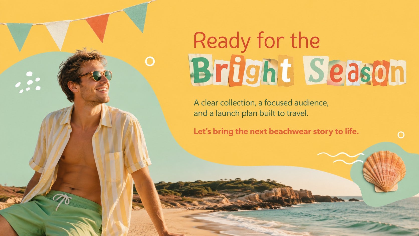 Modelo de apresentação Pitch para Marca de Beachwear Retrô, slide 15