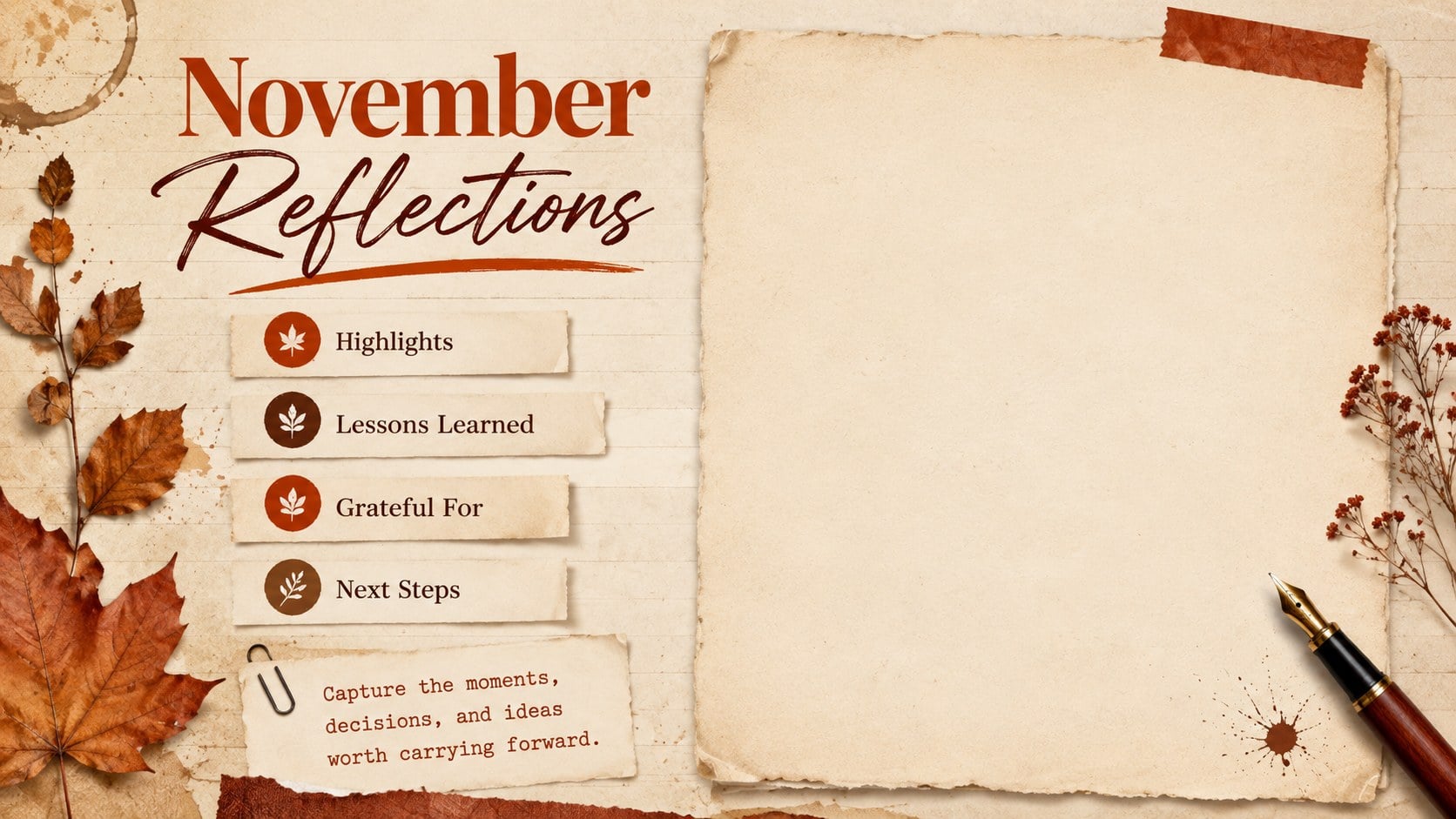 Vintage Harvest November 2026 Planner presentation template, slide 11