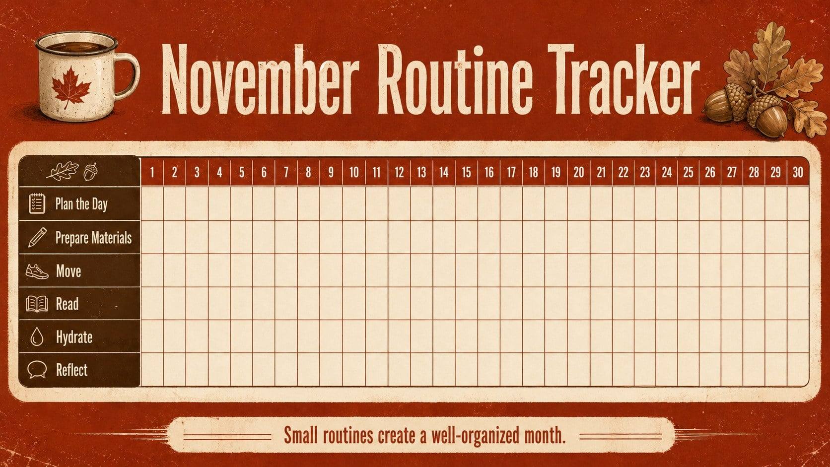 Vintage Harvest November 2026 Planner presentation template, slide 12