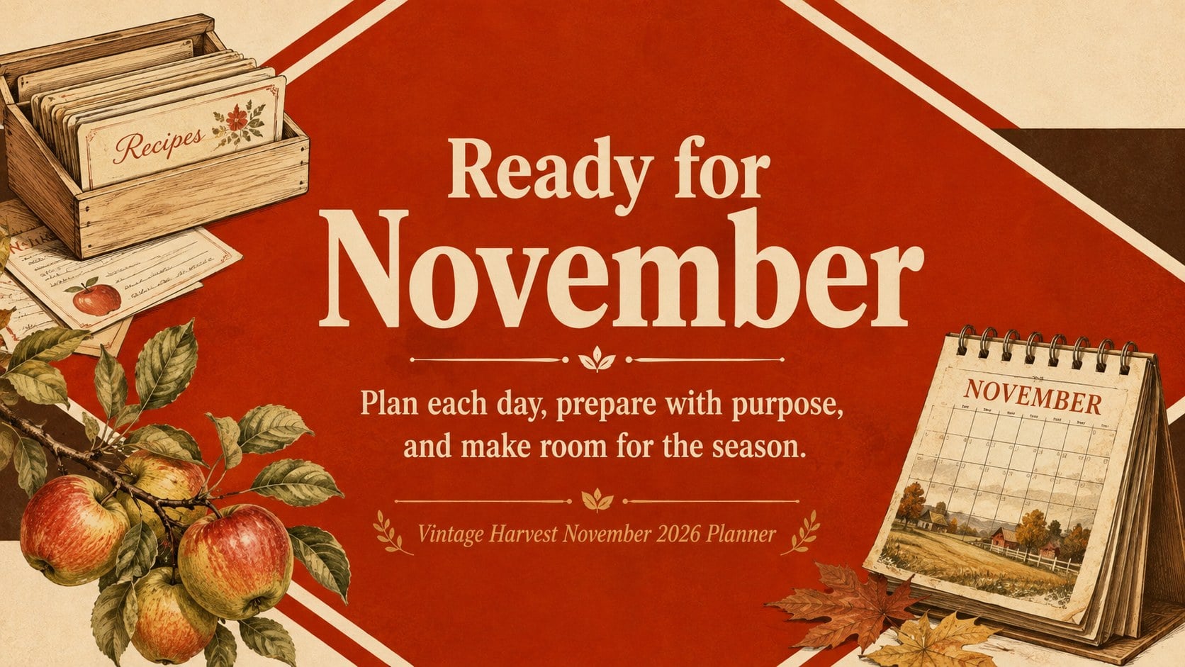 Vintage Harvest November 2026 Planner presentation template, slide 15