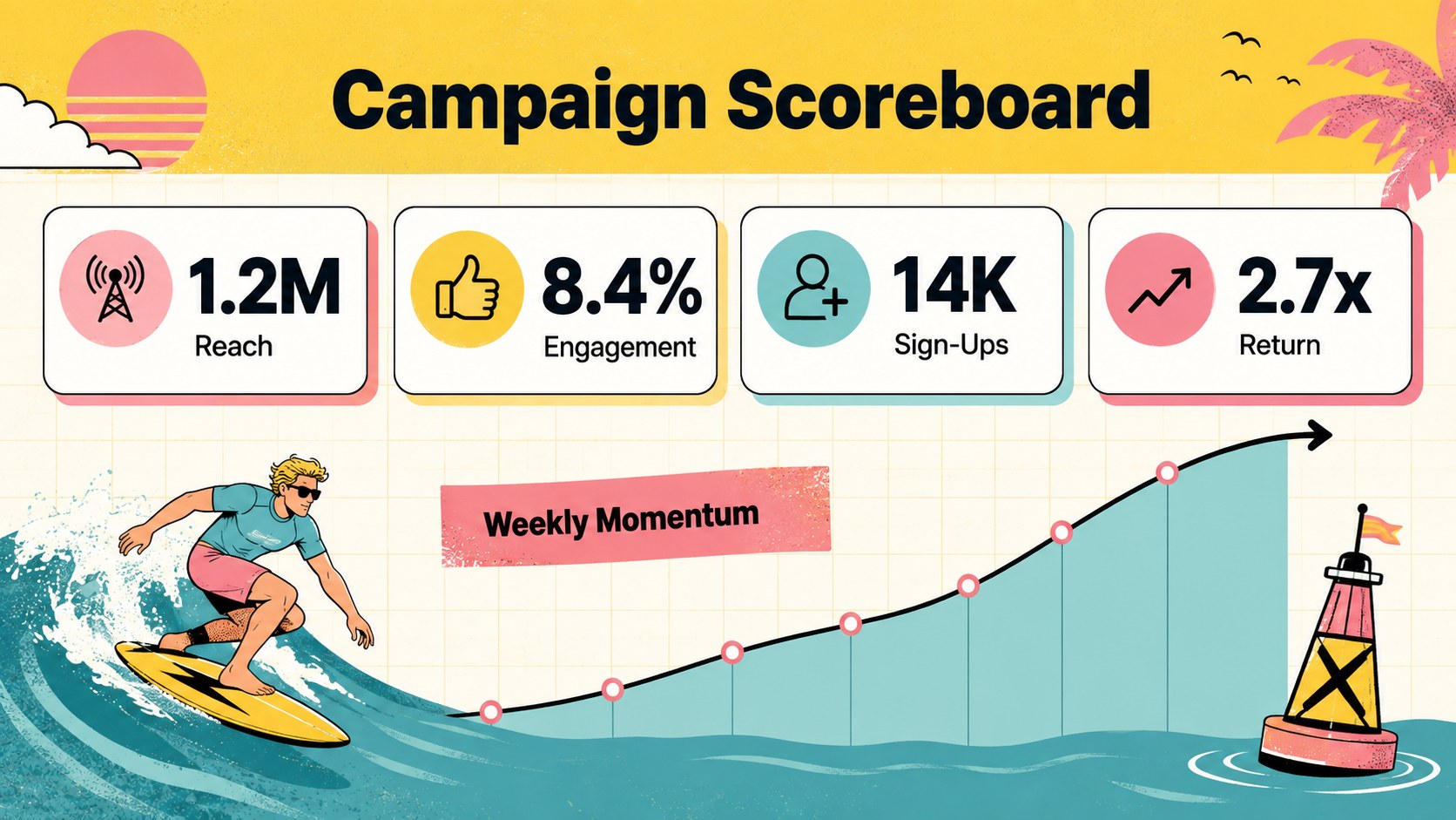 Vintage Surf Marketing Pitch Deck presentation template, slide 11