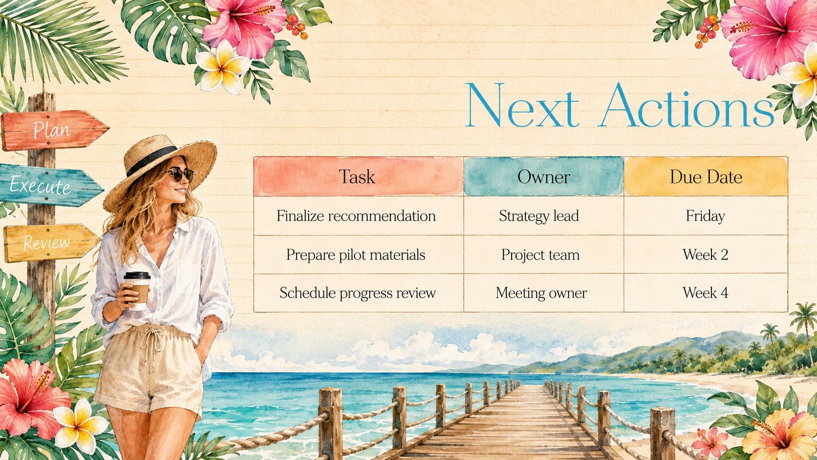 Watercolor Coastal Meeting Deck presentation template, slide 13