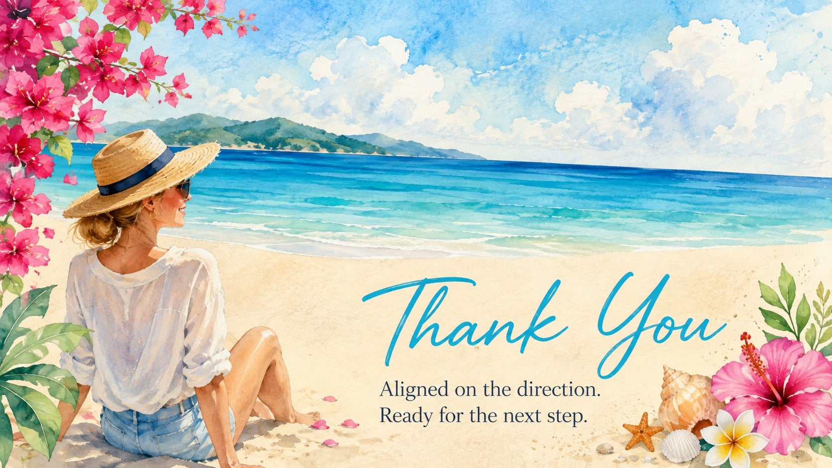Watercolor Coastal Meeting Deck presentation template, slide 15