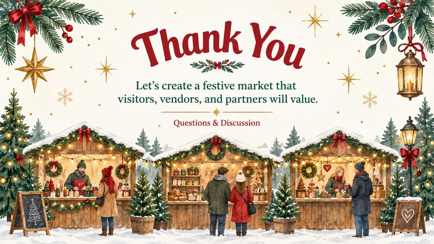 Watercolor Festive Market Pitch Deck presentation template, slide 15