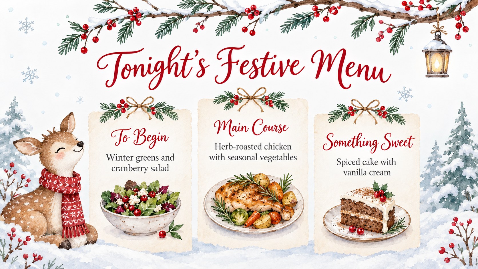 Watercolor Holiday Invite Slide Kit presentation template, slide 10
