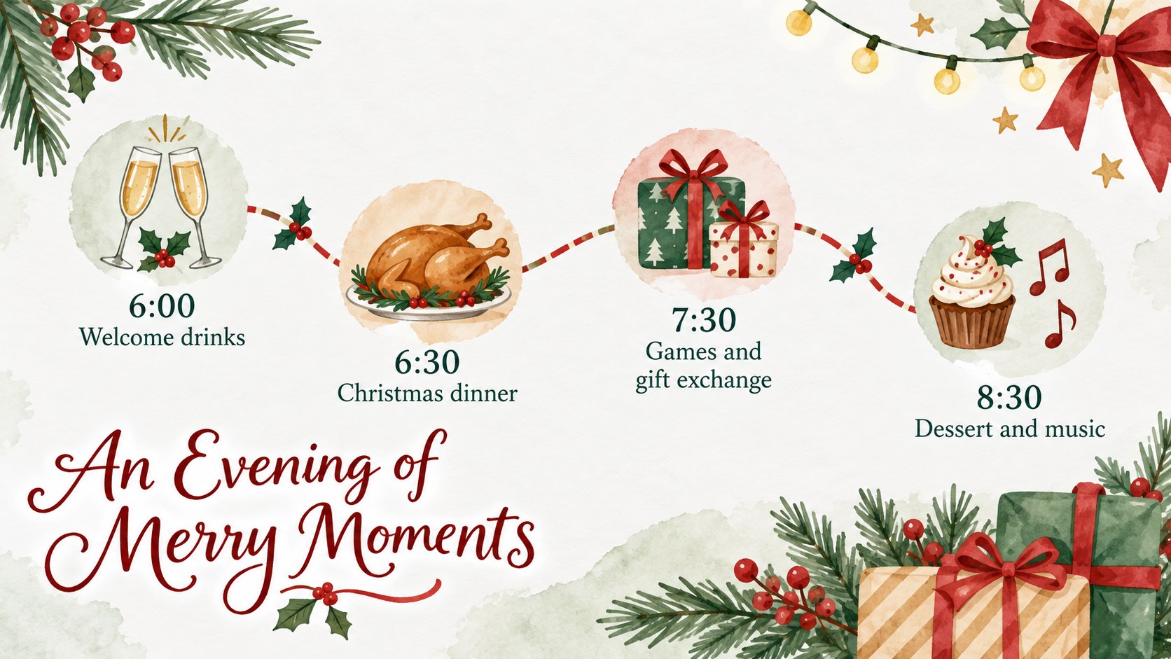 Watercolor Holiday Invite Slide Kit presentation template, slide 11