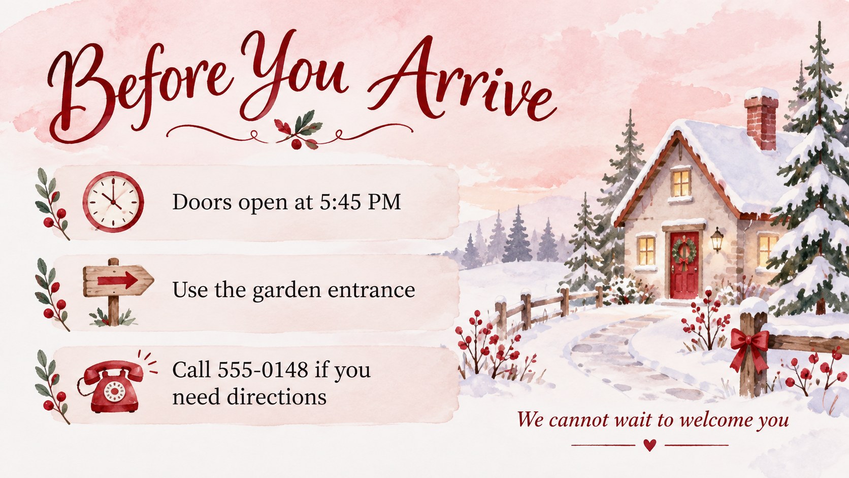Watercolor Holiday Invite Slide Kit presentation template, slide 12