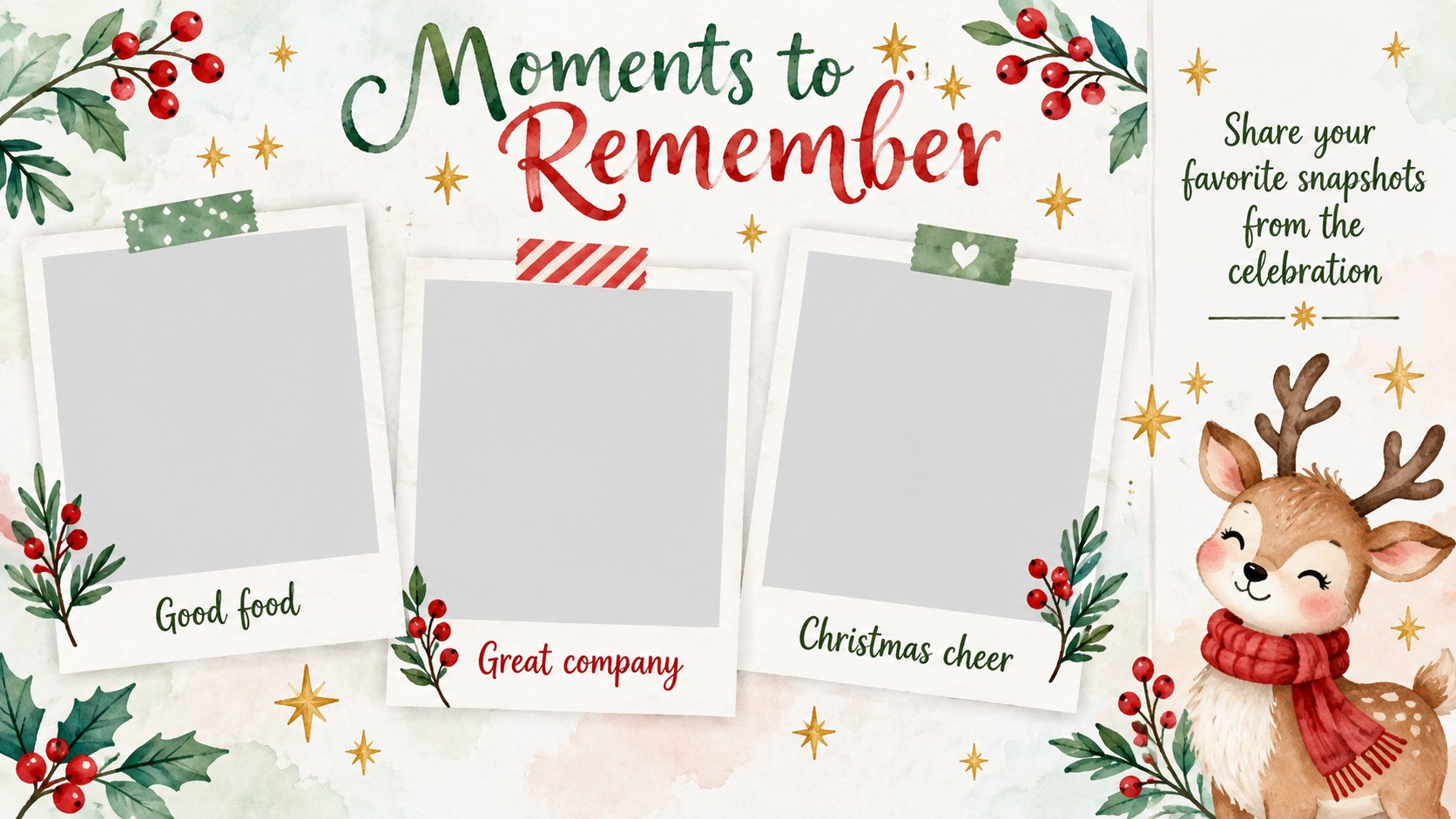 Watercolor Holiday Invite Slide Kit presentation template, slide 13