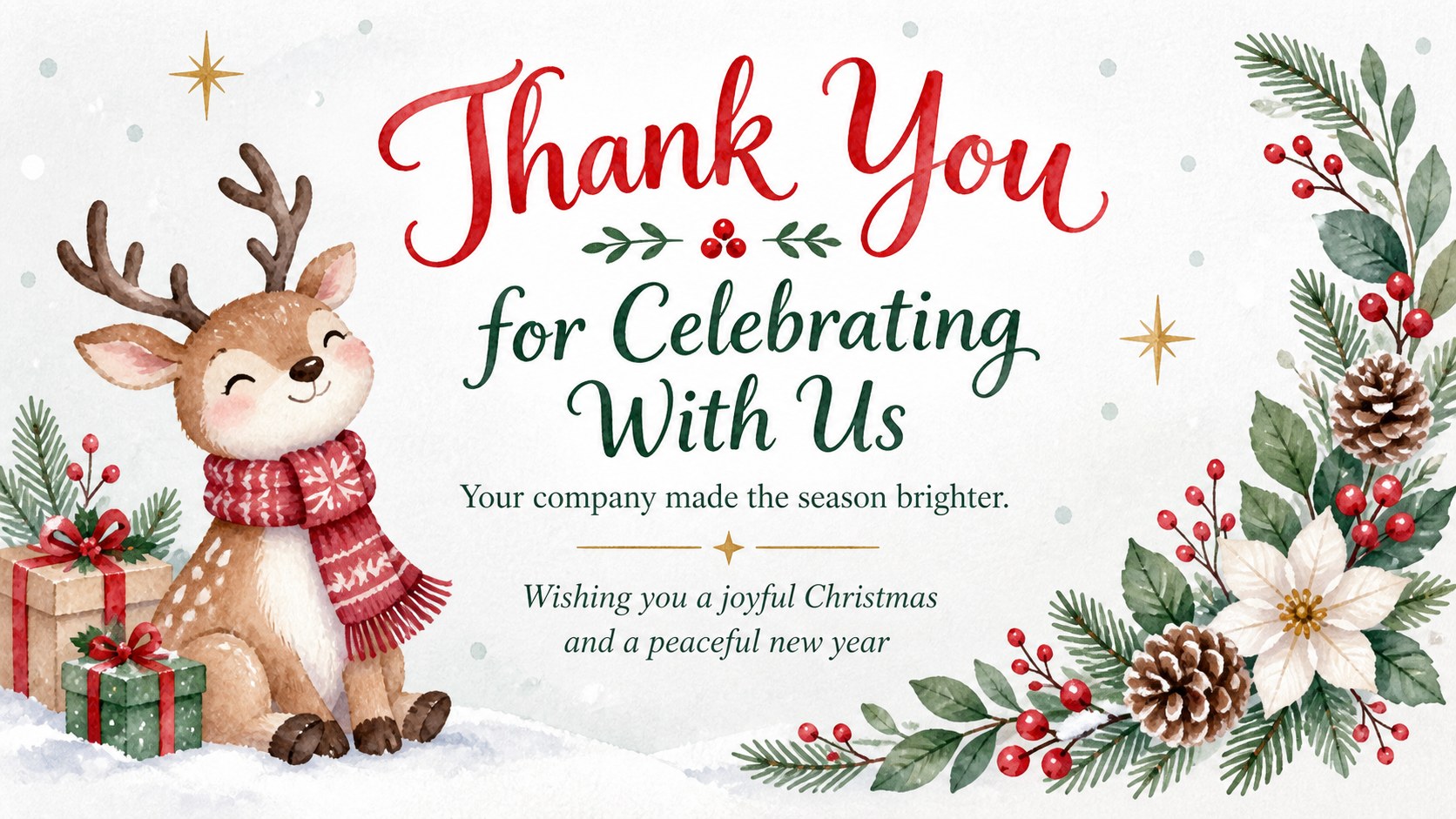Watercolor Holiday Invite Slide Kit presentation template, slide 14