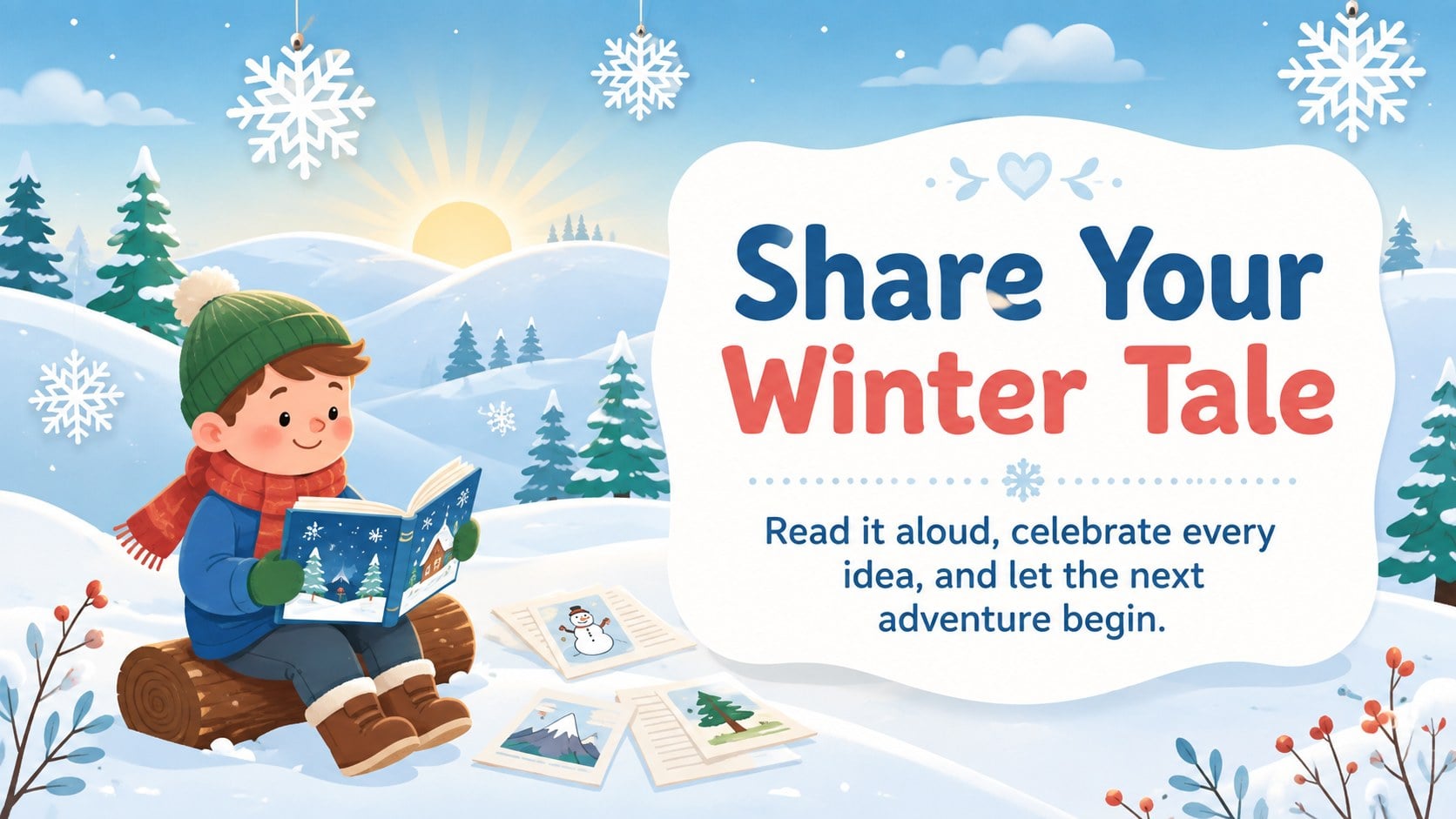 Winter Snowman Tale Classroom Deck presentation template, slide 15