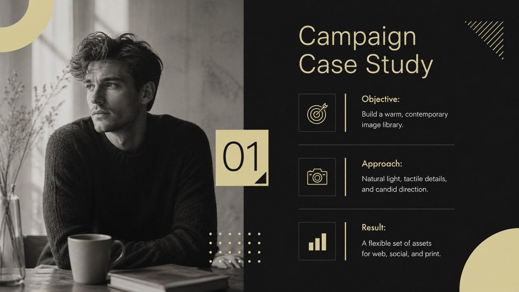 Yellow Photography Showcase Deck presentation template, slide 10