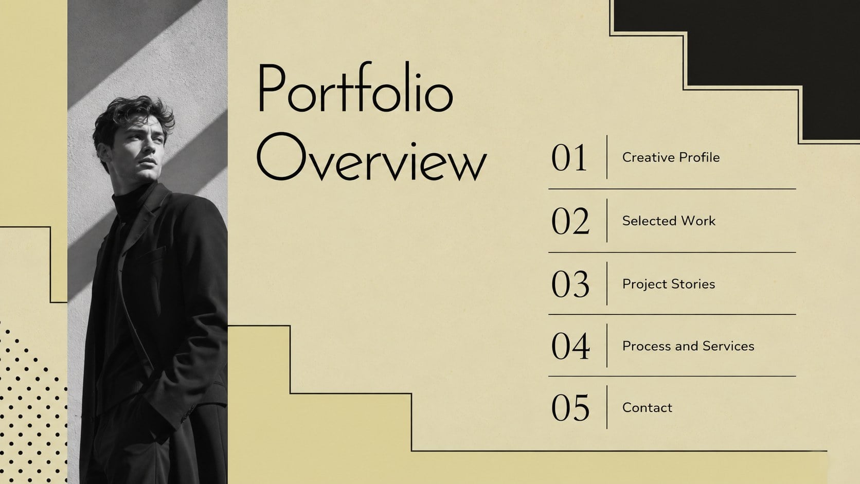 Yellow Photography Showcase Deck presentation template, slide 13