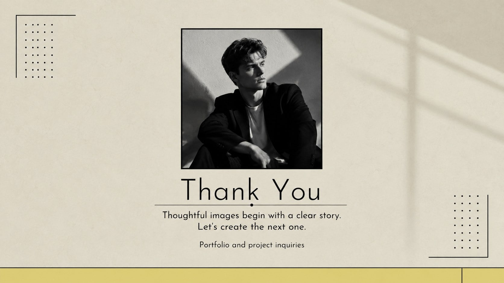 Yellow Photography Showcase Deck presentation template, slide 15