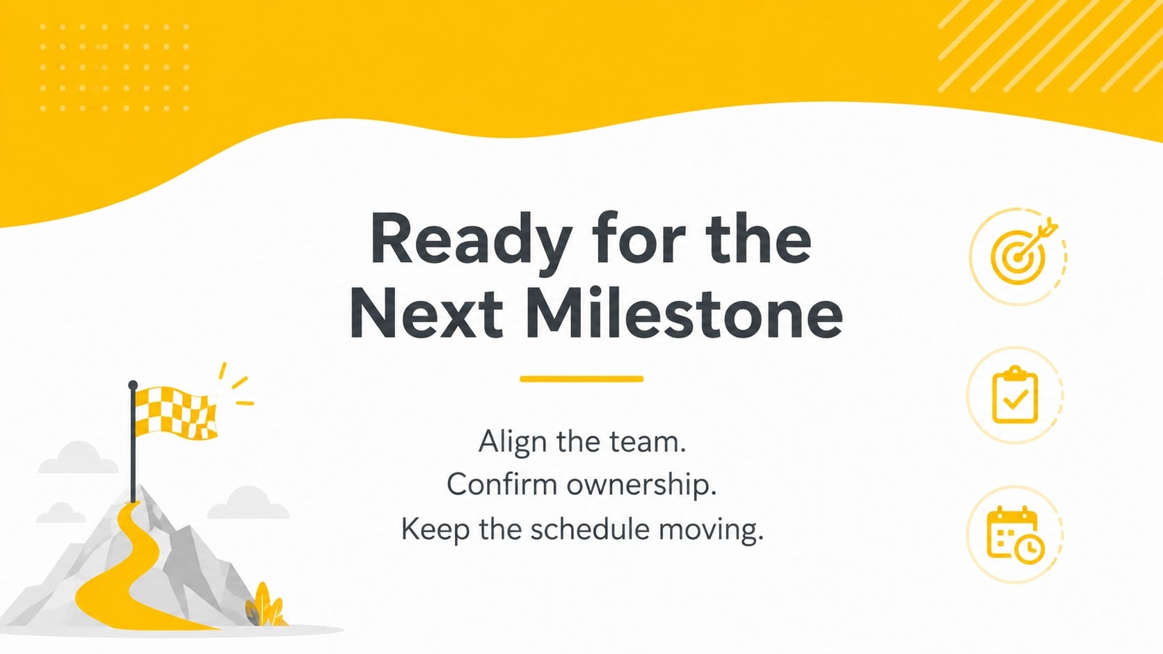 Yellow Project Scheduling Visual Deck presentation template, slide 14